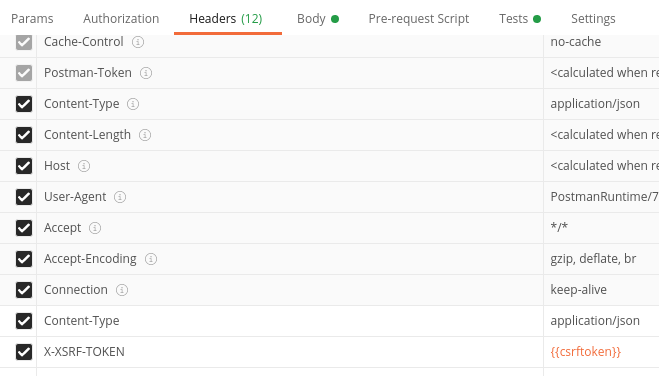 add csrf to postman screenshot