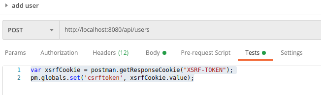 add csrf to postman screenshot